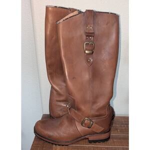 Womens Steven By Steve Madden Cace Leather Side Zip Riding Boots Brown Size 8 M